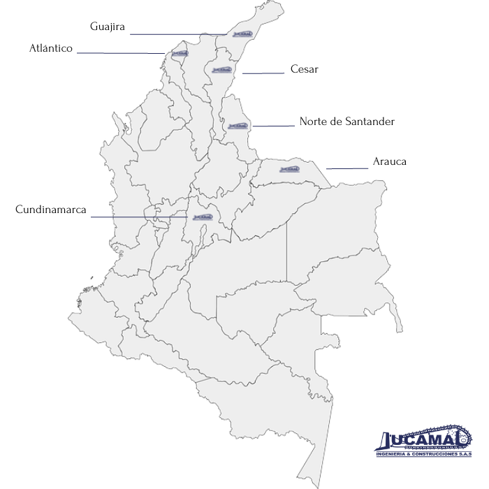 Mapa de colombia con proyectos de jucamal